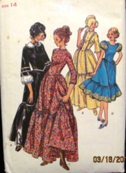 4585 BUTTERICK DROP WAIST FRONTIER DRESS, SUNBONNET PATTERN 20,16,14,12,10,8 CHOICE